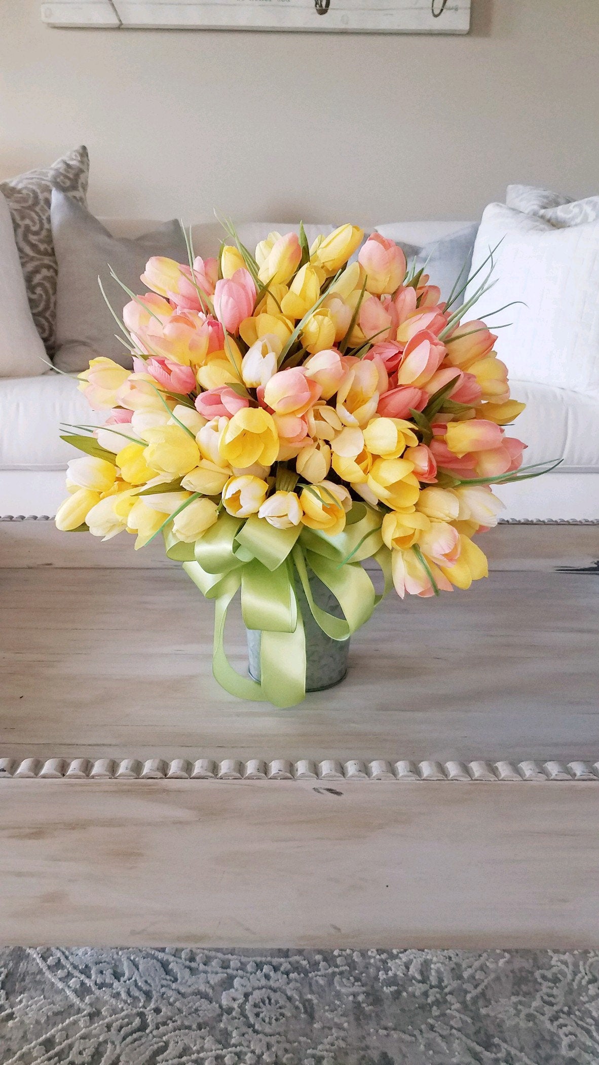 Spring Tulips in Galvanized Tin