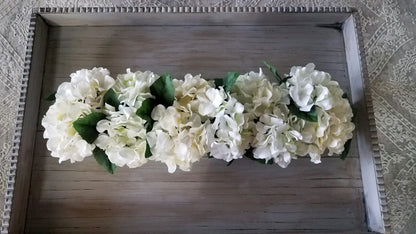 Farmhouse Style Spring Hydrangea Arrangement in Wood Planter Box