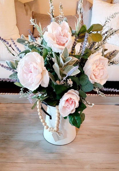 Peony Farmhouse Floral Centerpiece Flower Arrangement