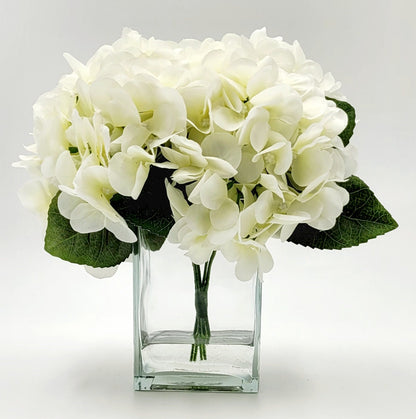 Modern Hydrangea Arrangement in Clear Vase