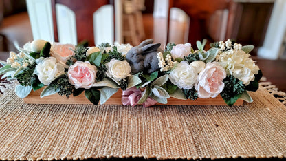 Farmhouse Style Long Easter Table Arrangement in Wood Box Easter