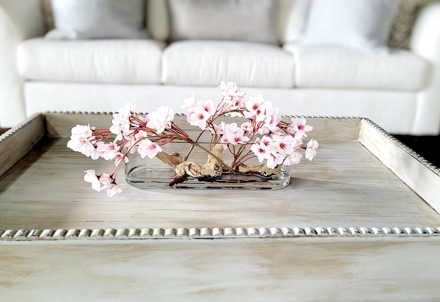 Pink Cherry Blossoms Modern Floral Centerpiece