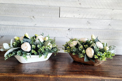 Peony Floral Arrangement in Dough Bowl