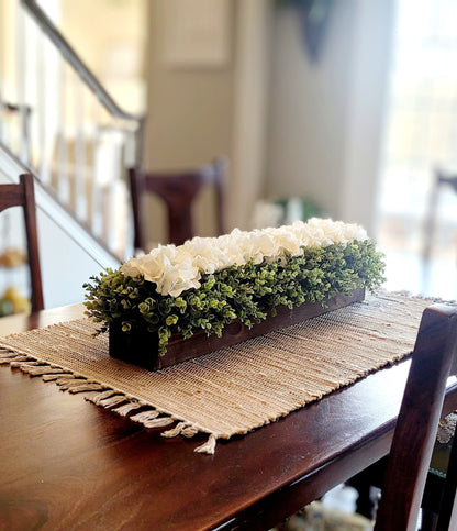 Farmhouse Hydrangea Centerpiece in Wooden Box