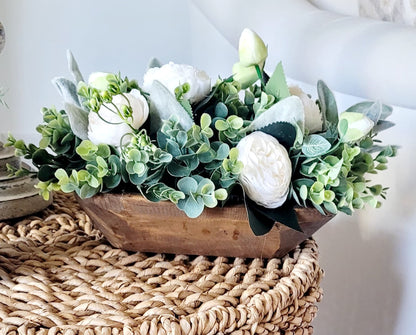 Peony Floral Arrangement in Dough Bowl