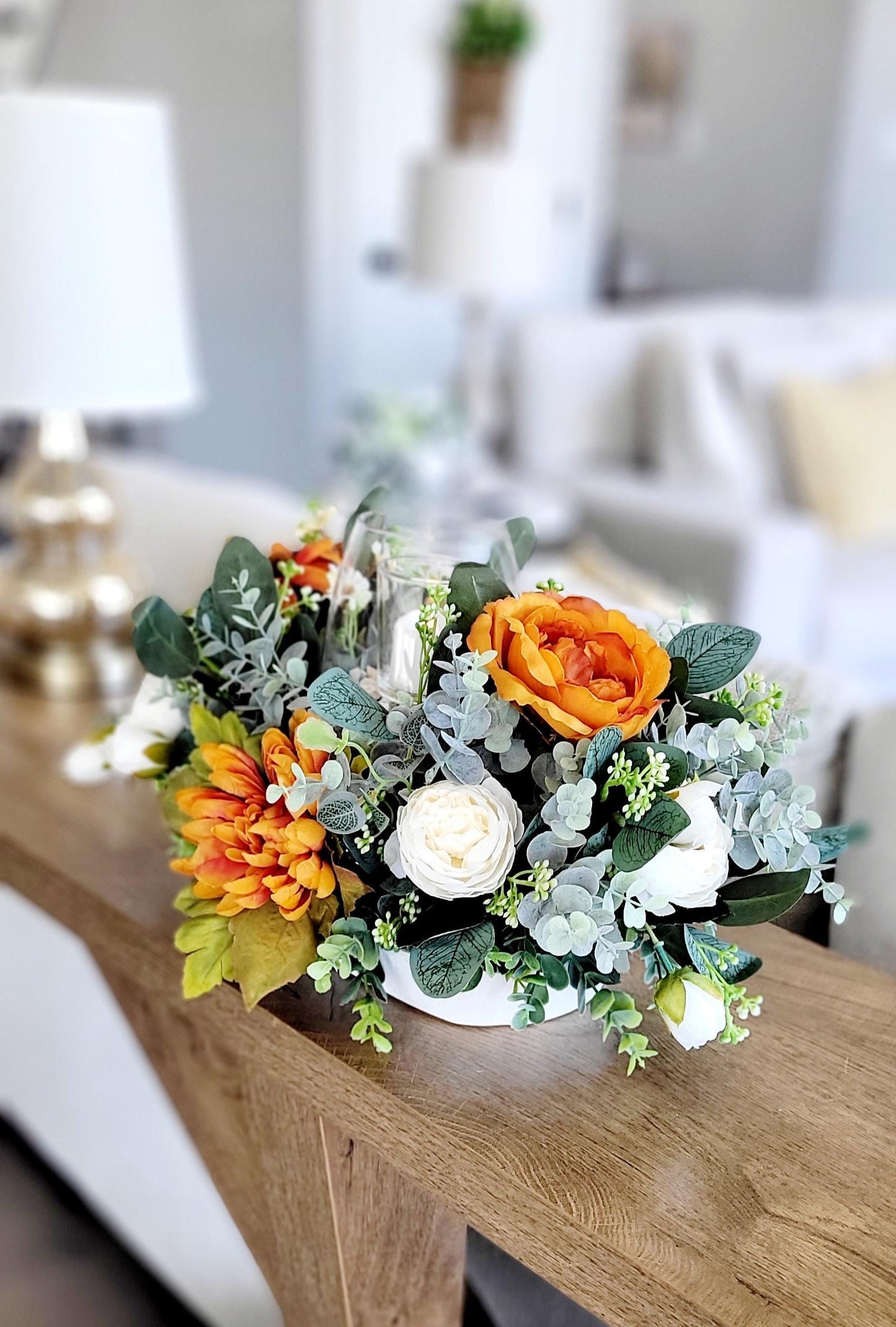 Fall Table Centerpiece – Sunflower Dough Bowl Farmhouse Arrangement