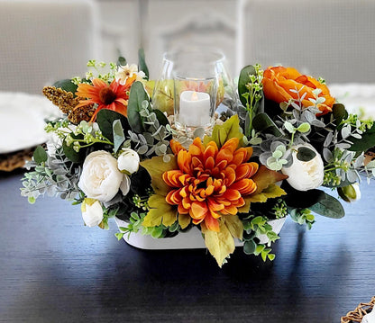 Fall Table Centerpiece – Sunflower Dough Bowl Farmhouse Arrangement