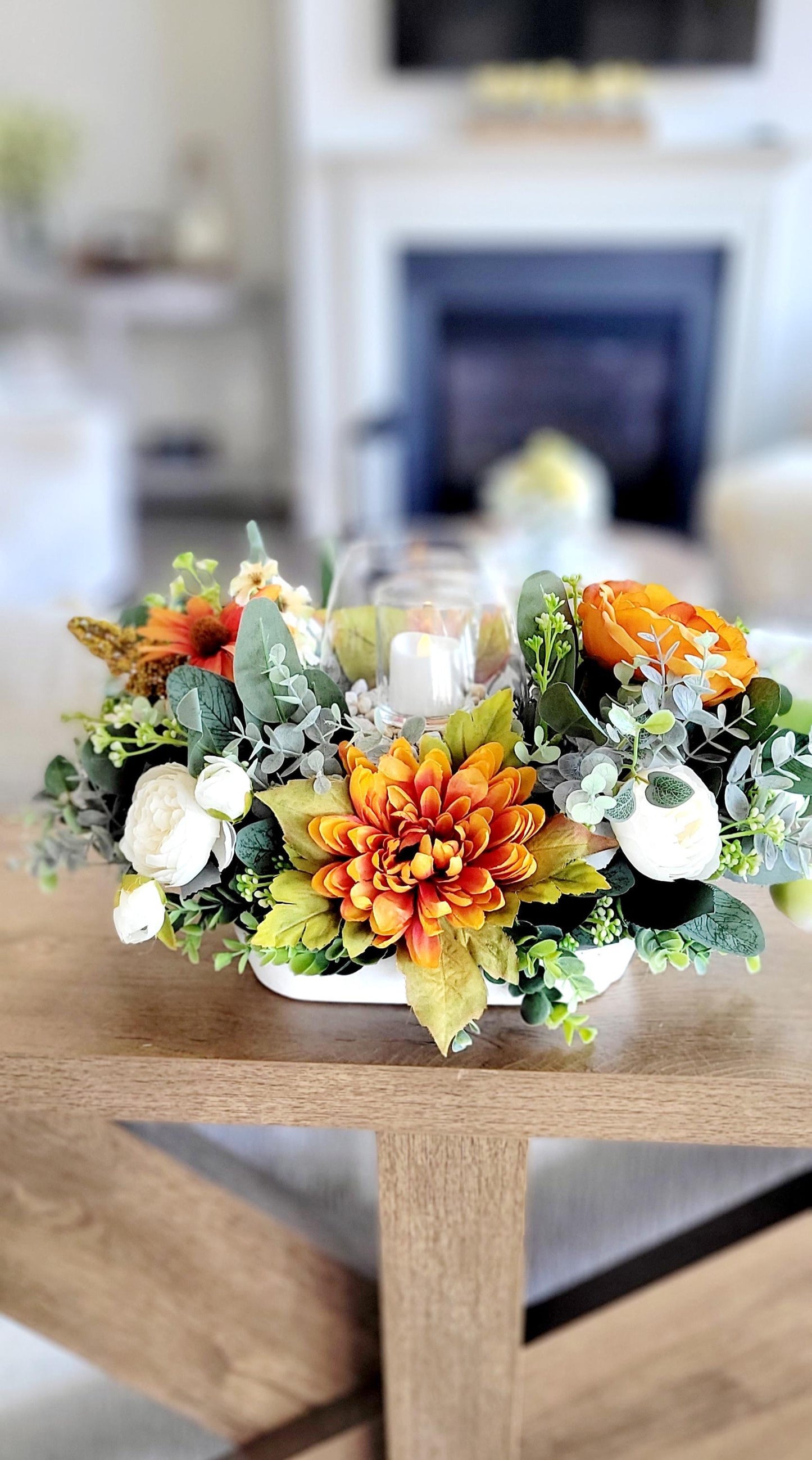Fall Table Centerpiece – Sunflower Dough Bowl Farmhouse Arrangement