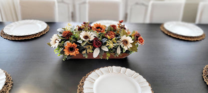 Fall Table Centerpiece – Handcrafted Dough Bowl Sunflower Arrangement