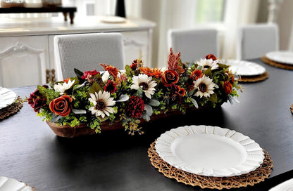 Fall Table Centerpiece – Wooden Bowl Sunflower Farmhouse Decor