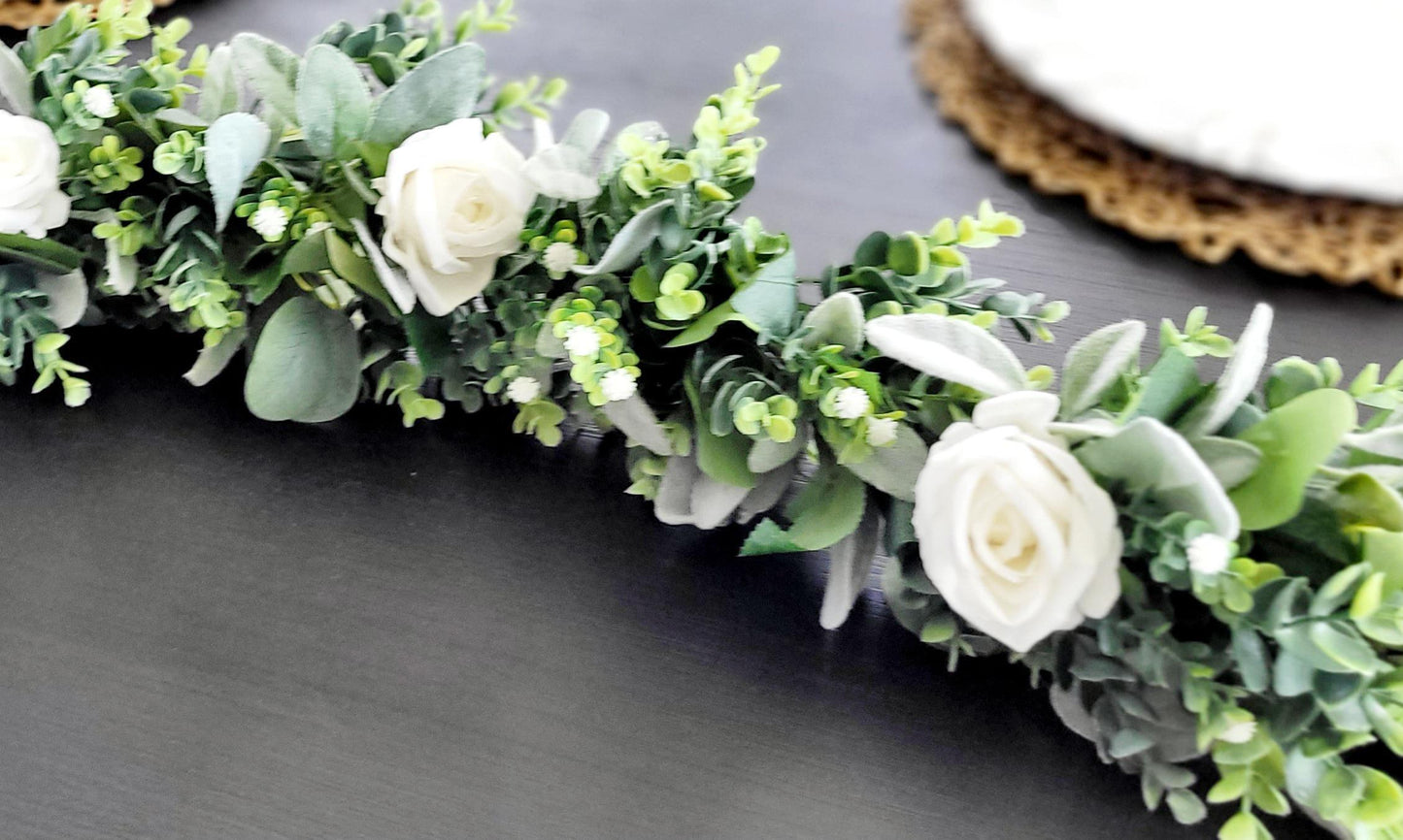 Eucalyptus Wedding Garland – White Rose Peony Arch Arrangement