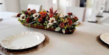Fall Table Centerpiece – Wooden Bowl Sunflower Arrangement