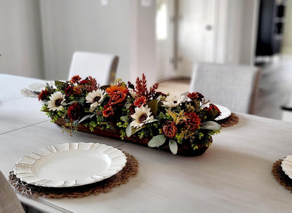 Fall Table Centerpiece – Wooden Bowl Sunflower Farmhouse Decor