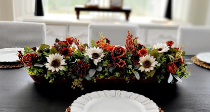 Fall Table Centerpiece – Wooden Bowl Sunflower Farmhouse Decor
