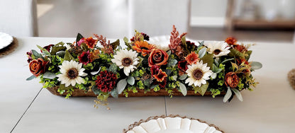 Fall Table Centerpiece – Wooden Bowl Sunflower Farmhouse Decor