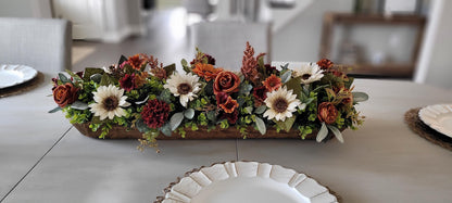 Fall Table Centerpiece – Wooden Bowl Sunflower Farmhouse Decor