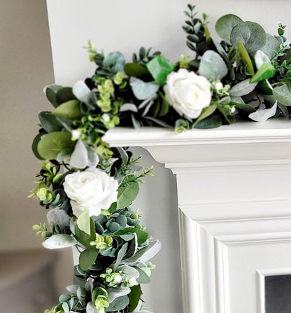 Eucalyptus Wedding Garland – White Rose Peony Arch Arrangement