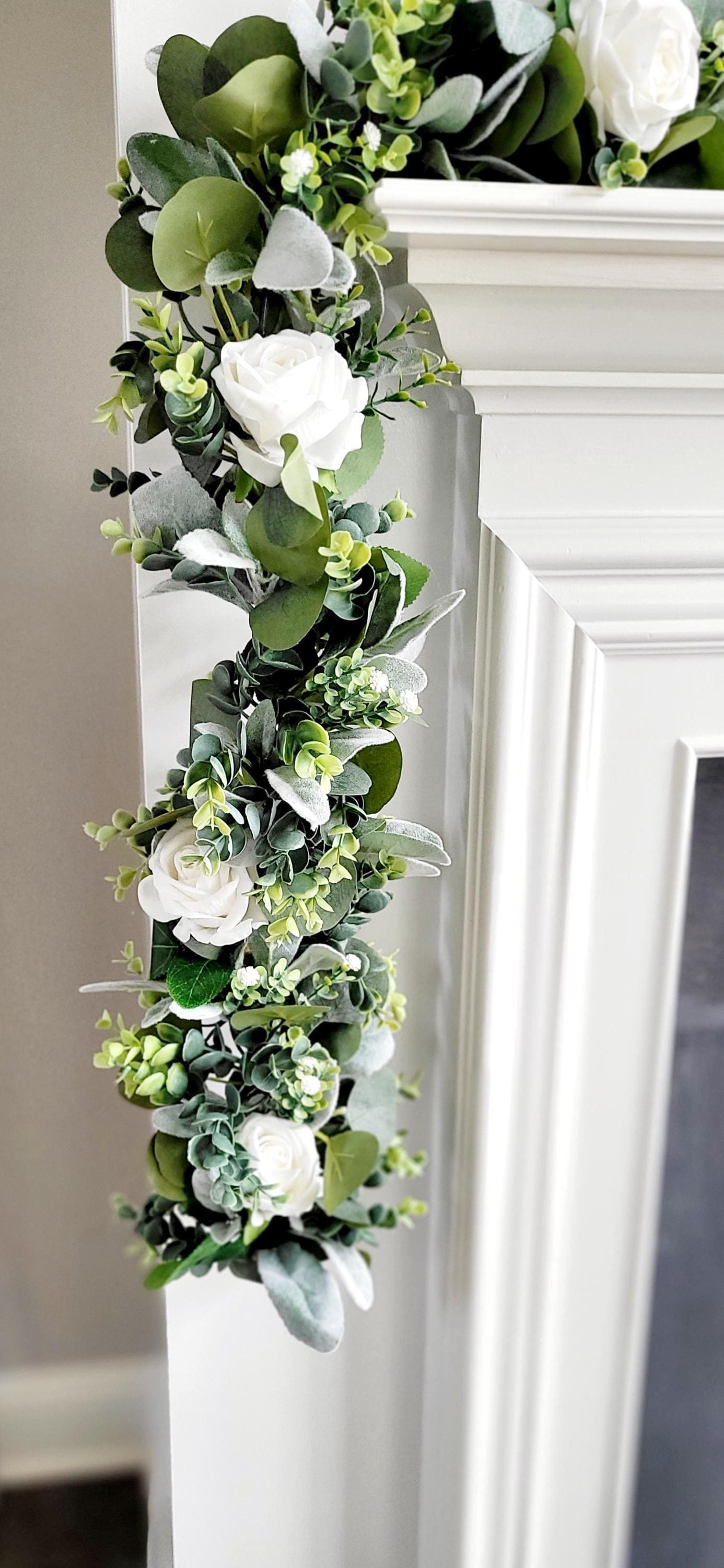 Eucalyptus Wedding Garland – White Rose Peony Arch Arrangement