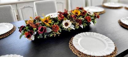 Fall Table Centerpiece – Wooden Bowl Sunflower Arrangement