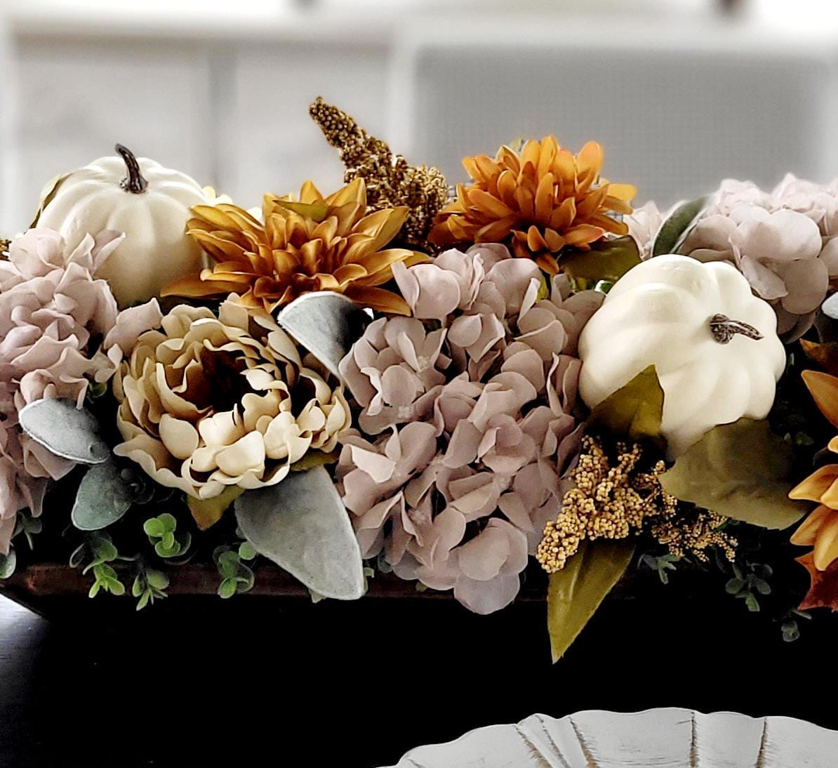 Fall Dough Bowl Centerpiece – Rustic Thanksgiving Table Arrangement
