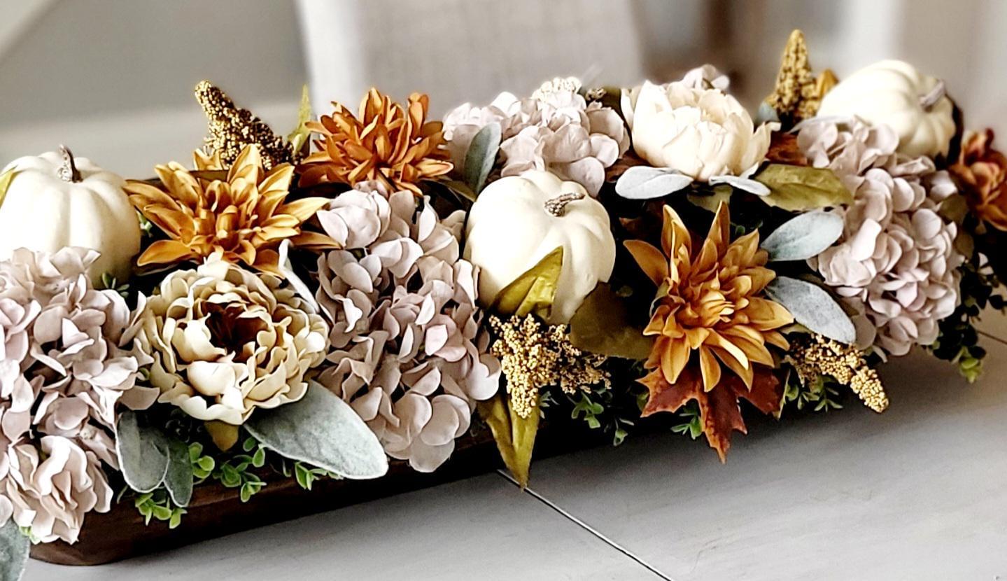 Fall Dough Bowl Centerpiece – Rustic Thanksgiving Table Arrangement