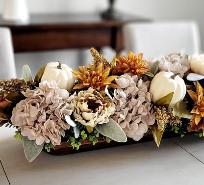 Fall Dough Bowl Centerpiece – Rustic Thanksgiving Table Arrangement
