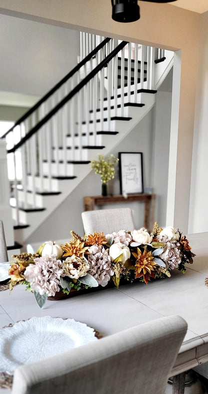 Fall Dough Bowl Centerpiece – Rustic Thanksgiving Table Arrangement
