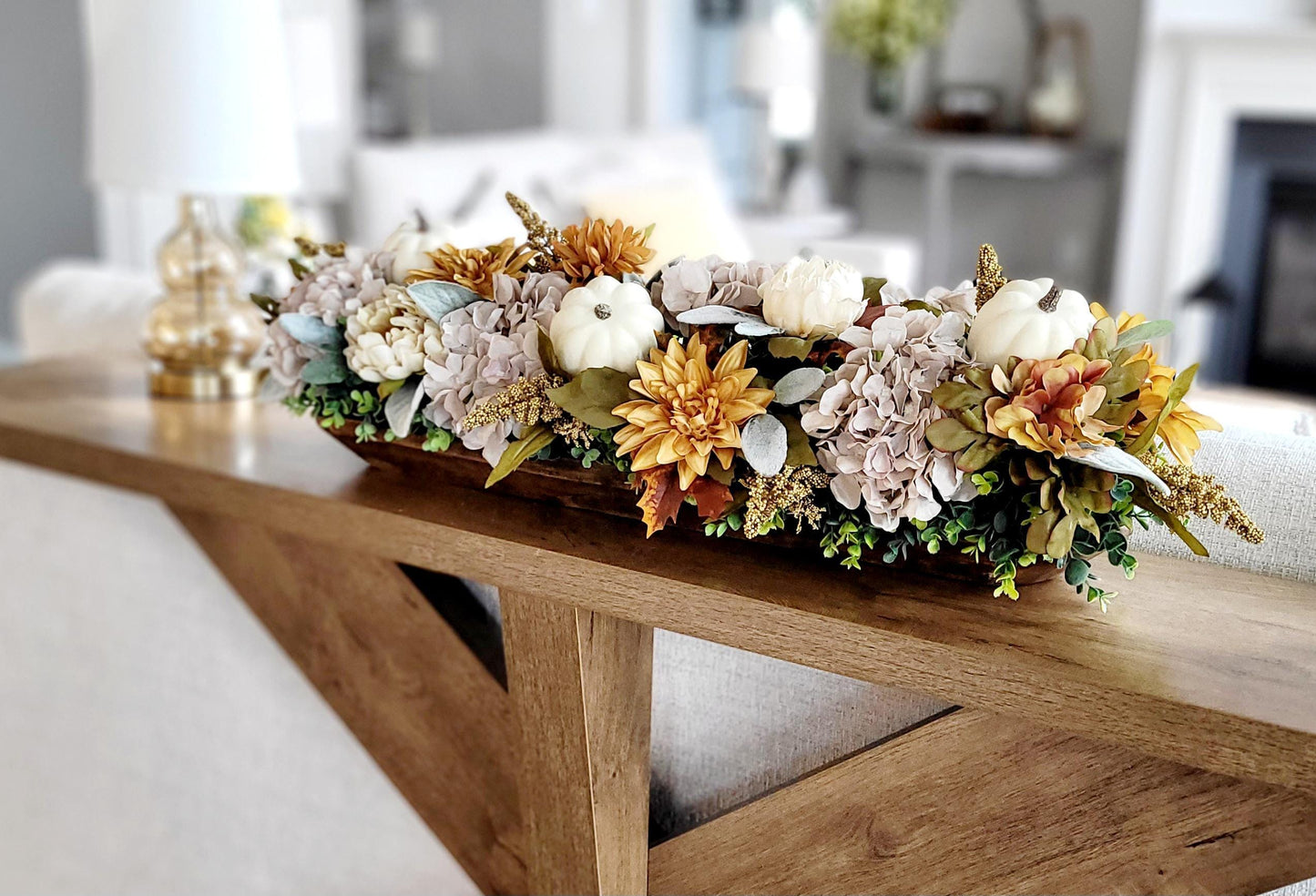 Fall Dough Bowl Centerpiece – Rustic Thanksgiving Table Arrangement