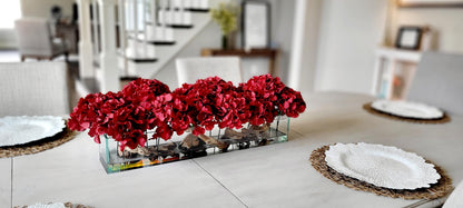 Artificial Hydrangea Centerpiece – Red Silk Dining Table
