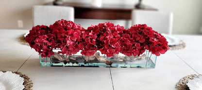 Artificial Hydrangea Centerpiece – Red Silk Dining Table