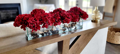 Artificial Hydrangea Centerpiece – Red Silk Dining Table
