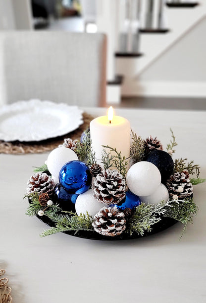 Christmas Table Centerpiece – Handcrafted Farmhouse Candle Pinecones