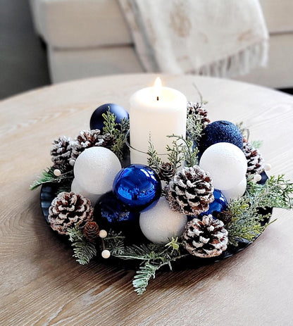 Christmas Table Centerpiece – Handcrafted Farmhouse Candle Pinecones