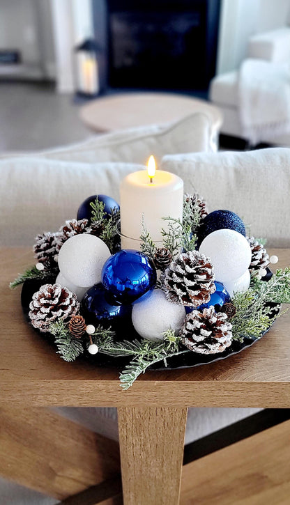 Christmas Table Centerpiece – Handcrafted Farmhouse Candle Pinecones