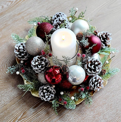 Christmas Table Centerpiece – Handcrafted Farmhouse Candle Pinecones