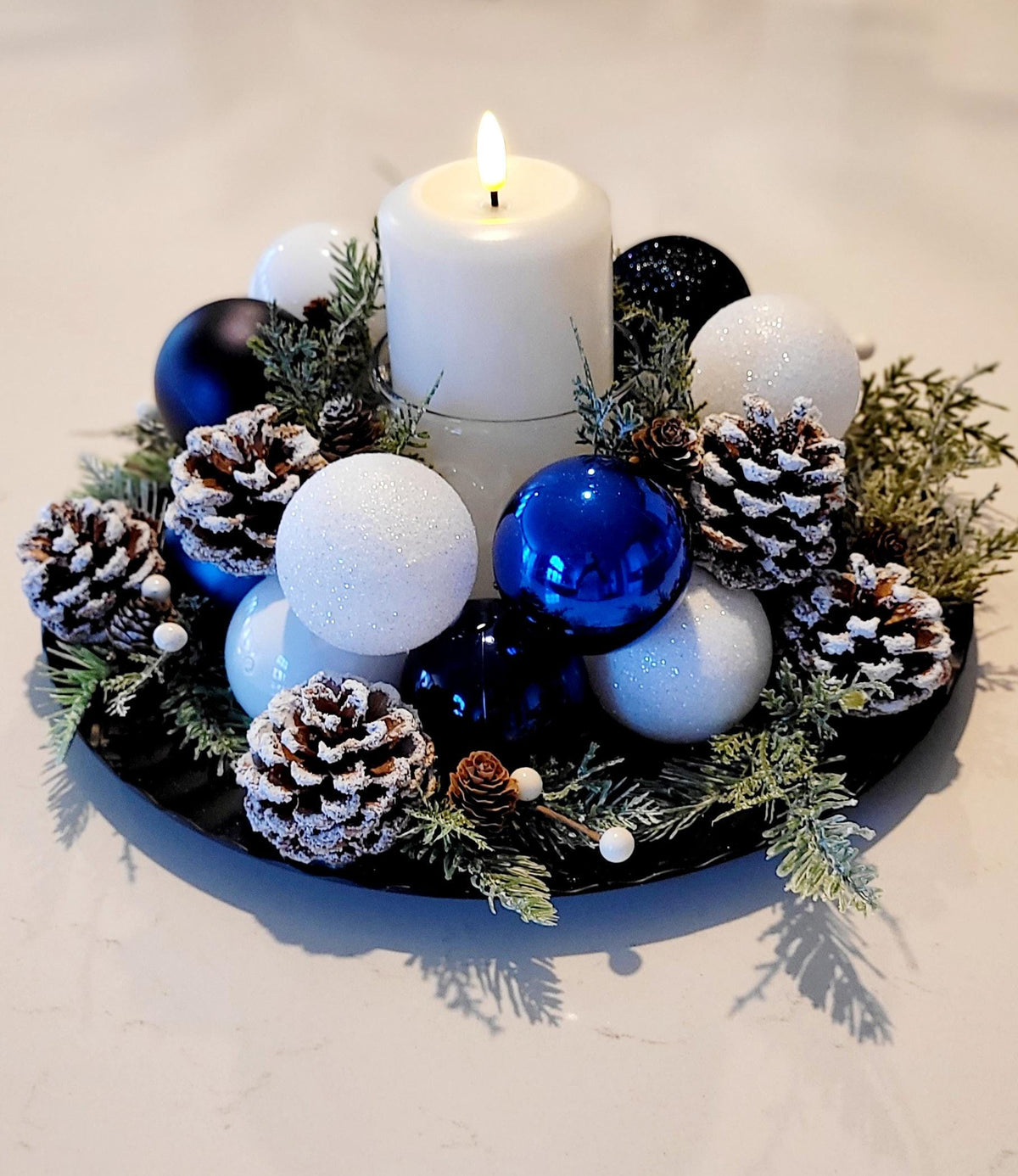 Christmas Table Centerpiece – Handcrafted Farmhouse Candle Pinecones