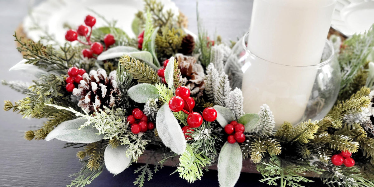 Christmas Dough Bowl Centerpiece – Handcrafted Farmhouse Pine Decor
