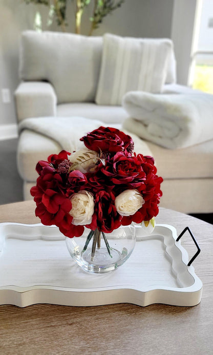 Red Rose Centerpiece – Silk Flower Arrangement for Dining Table