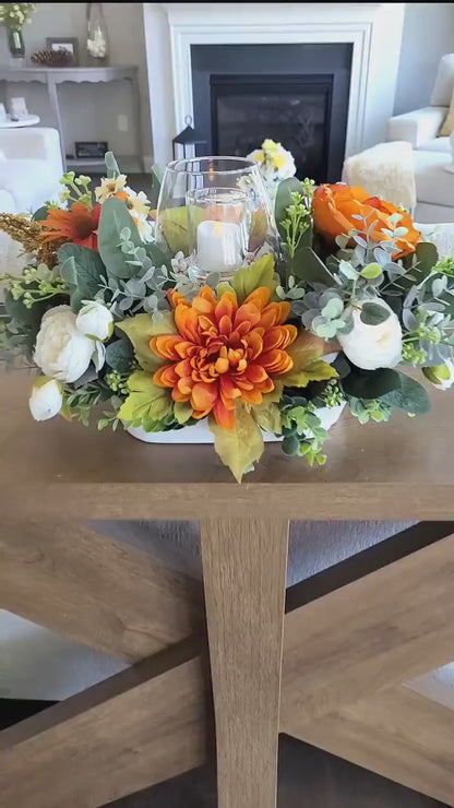 Fall Table Centerpiece – Sunflower Dough Bowl Farmhouse Arrangement